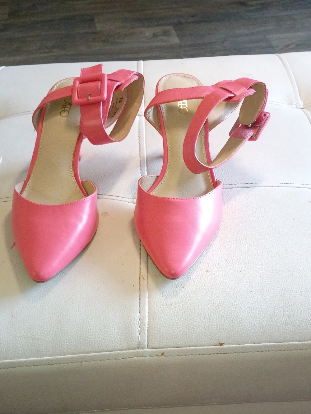 Cato Coral Pink Pointed-Toe Ankle-Strap Heels